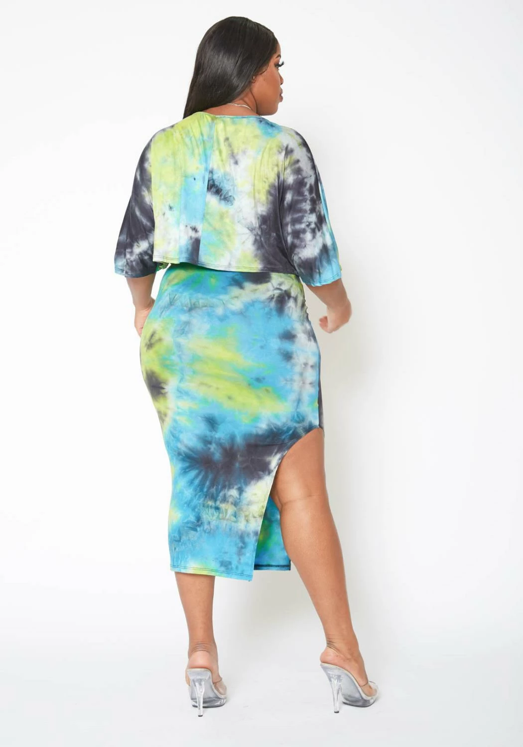 Asoph Plus Size Ocean Tie Dye Crop Top & Tank Midi Dress Set 5 Asoph Plus Size Ocean Tie Dye Crop Top & Tank Midi Dress Set - Image 5