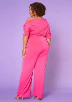 Asoph Plus Size Cold Shoulder Straight Leg Jumpsuit -Asoph Sales Shop 2013795 006 4