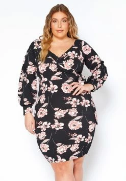 Asoph Plus Size Blush Flower Wrap Dress -Asoph Sales Shop 2014097 001 0
