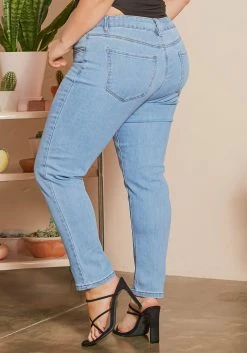 Asoph Plus Size Blue Light Denim Mid Rise Jeans -Asoph Sales Shop 2014102 290 3
