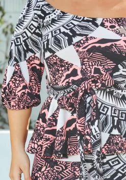 Asoph Plus Size Neon Ancient Art Patterned Bodycon Mini Dress 9 Asoph Plus Size Neon Ancient Art Patterned Bodycon Mini Dress -Asoph Sales Shop 2014192 148 4