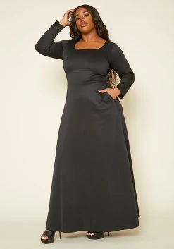 Plus Size Classic Square Neck Long Sleeve Maxi Dress 7 Plus Size Classic Square Neck Long Sleeve Maxi Dress -Asoph Sales Shop 2014193 001 1