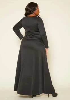 Plus Size Classic Square Neck Long Sleeve Maxi Dress 8 Plus Size Classic Square Neck Long Sleeve Maxi Dress -Asoph Sales Shop 2014193 001 4