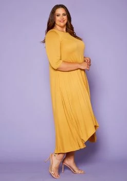 Asoph Plus Size Asymmetric Cut Fit & Flare Midi Dress -Asoph Sales Shop 2014393 003 3