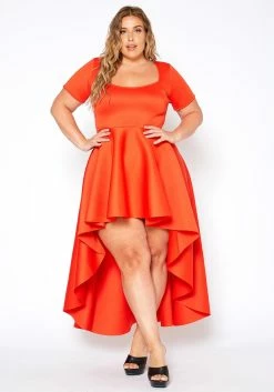 Asoph Plus Size Flattering Orange High Low Maxi Dress 7 Asoph Plus Size Flattering Orange High Low Maxi Dress -Asoph Sales Shop 2014486 109 1