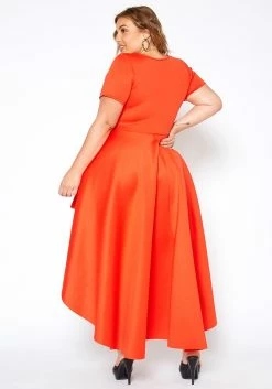 Asoph Plus Size Flattering Orange High Low Maxi Dress 8 Asoph Plus Size Flattering Orange High Low Maxi Dress -Asoph Sales Shop 2014486 109 3