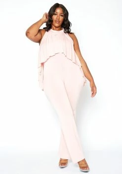Asoph Plus Size First Class Sleeveless Overlay Jumpsuit