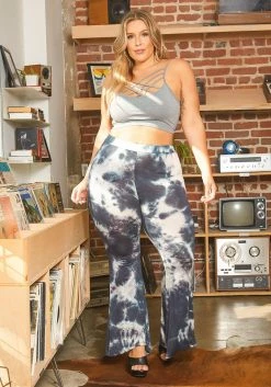 Asoph Plus Size Blue Tie Dye Flare Leg Pants -Asoph Sales Shop 2014668 001 2