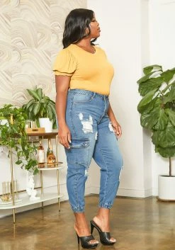Asoph Plus Size Distressed Denim Cargo Mom Jeans 7 Asoph Plus Size Distressed Denim Cargo Mom Jeans -Asoph Sales Shop 2014689 003 2