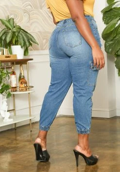 Asoph Plus Size Distressed Denim Cargo Mom Jeans 8 Asoph Plus Size Distressed Denim Cargo Mom Jeans -Asoph Sales Shop 2014689 003 3