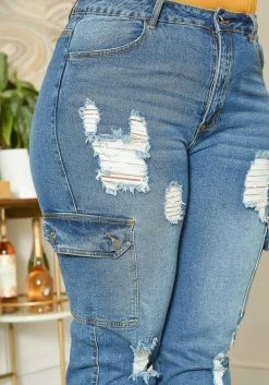 Asoph Plus Size Distressed Denim Cargo Mom Jeans 9 Asoph Plus Size Distressed Denim Cargo Mom Jeans -Asoph Sales Shop 2014689 003 4
