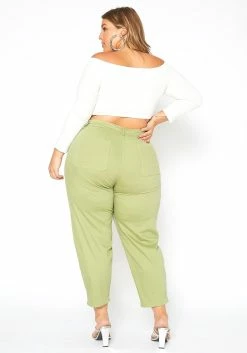 Asoph Plus Size Sage Green Utility Cargo Design Pants -Asoph Sales Shop 2014690 151 4
