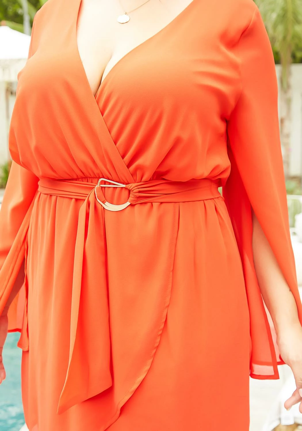 Asoph Plus Size Flowy Red Long Sleeve Mini Dress 6 Asoph Plus Size Flowy Red Long Sleeve Mini Dress - Image 6