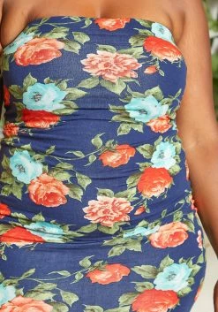 Asoph Plus Size Antique Floral Print Bodycon Tube Dress -Asoph Sales Shop 2015222 117 5