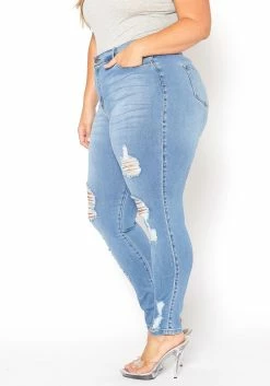 Vibrant Plus Size Light Denim Distressed Skinny Ankle Jeans -Asoph Sales Shop 2015372 938 3