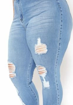 Vibrant Plus Size Light Denim Distressed Skinny Ankle Jeans -Asoph Sales Shop 2015372 938 5
