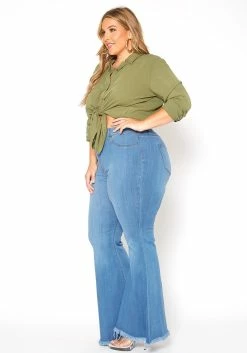 Vibrant Plus Size Classic Wash High Waist Bell Bottom Jeans -Asoph Sales Shop 2015374 938 2