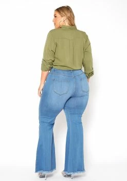 Vibrant Plus Size Classic Wash High Waist Bell Bottom Jeans -Asoph Sales Shop 2015374 938 3