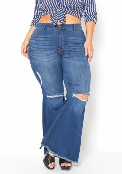 Vibrant Plus Size Medium Denim Raw Hem Distressed Jean -Asoph Sales Shop 2015375 938 1