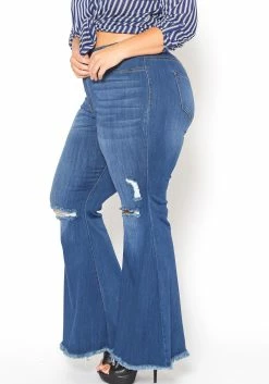 Vibrant Plus Size Medium Denim Raw Hem Distressed Jean -Asoph Sales Shop 2015375 938 2