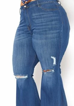 Vibrant Plus Size Medium Denim Raw Hem Distressed Jean -Asoph Sales Shop 2015375 938 4