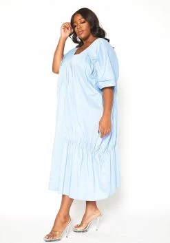 Asoph Plus Size V-Neck Ruched Oversized Midi Dress -Asoph Sales Shop 2015429 167 2
