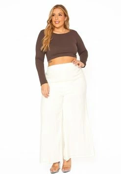 ENCREME Plus Size Shimmer Hinted Wide Leg Pants -Asoph Sales Shop 2015803 002 1