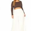 ENCREME Plus Size Shimmer Hinted Wide Leg Pants