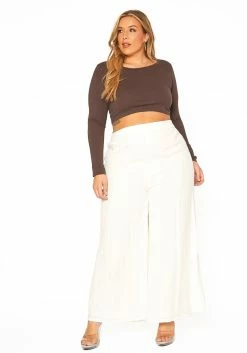 ENCREME Plus Size Shimmer Hinted Wide Leg Pants