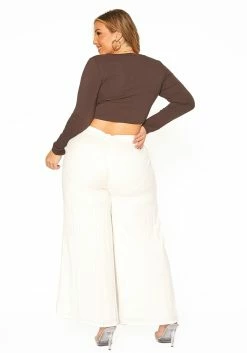 ENCREME Plus Size Shimmer Hinted Wide Leg Pants -Asoph Sales Shop 2015803 002 5