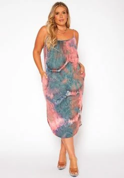 Asoph Plus Size Tie Dye Cami Midi Dress