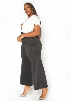 Asoph Plus Size Ribbed Knit Contrast Angel Sleeve Jumpsuit -Asoph Sales Shop 2016036 135 2