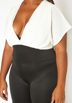 Asoph Plus Size Ribbed Knit Contrast Angel Sleeve Jumpsuit -Asoph Sales Shop 2016036 135 4