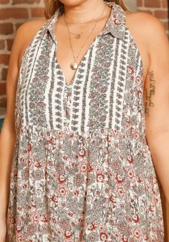 Asoph Plus Size Antique Floral Print Collar Tank Dress -Asoph Sales Shop 2016053 128 4