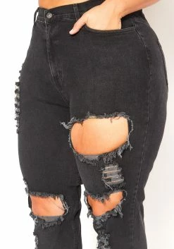 Vibrant Plus Size Distressed Raw Hem Mom Jeans -Asoph Sales Shop 2016129 001 5