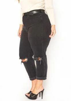 Vibrant Plus Size Ripped Knee High Rise Mom Jean -Asoph Sales Shop 2016130 001 3