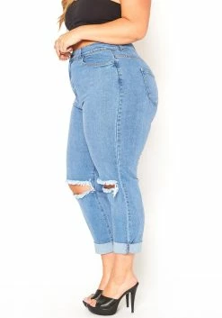 Vibrant Plus Size Ripped Knee High Rise Mom Jean -Asoph Sales Shop 2016130 938 3