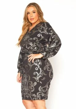 Asoph Plus Size Boracade Print Party Mini Dress -Asoph Sales Shop 2016140 001 2