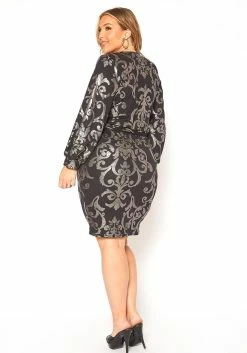 Asoph Plus Size Boracade Print Party Mini Dress -Asoph Sales Shop 2016140 001 3