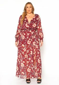 Asoph Plus Size Floral Print Chiffon Maxi Dress -Asoph Sales Shop 2016233 111 0