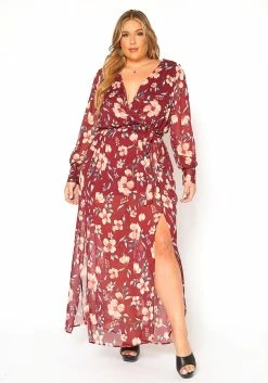 Asoph Plus Size Floral Print Chiffon Maxi Dress -Asoph Sales Shop 2016233 111 1