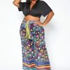 Asoph Plus Size Floral Print Straight Fit Pants