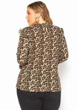 Asoph Plus Size Leopard Print Ruffle Knit Top -Asoph Sales Shop 2016388 361 3