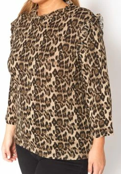 Asoph Plus Size Leopard Print Ruffle Knit Top -Asoph Sales Shop 2016388 361 4