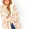 Asoph Plus Size Leopard Print Fleece Coat