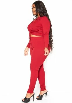 Asoph Plus Size Ruched Drawstring Crop Top & Leggings Set 7 Asoph Plus Size Ruched Drawstring Crop Top & Leggings Set -Asoph Sales Shop 2016581 111 1