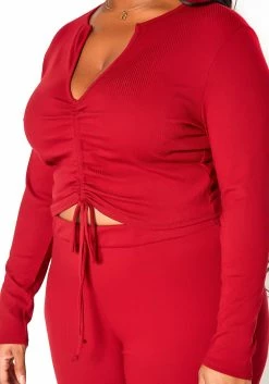 Asoph Plus Size Ruched Drawstring Crop Top & Leggings Set 9 Asoph Plus Size Ruched Drawstring Crop Top & Leggings Set -Asoph Sales Shop 2016581 111 3