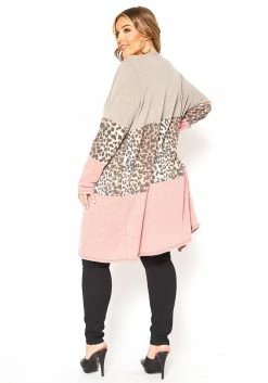 Asoph Plus Size Leopard Color Block Open Front Longline Cardigan -Asoph Sales Shop 2016590 190 3