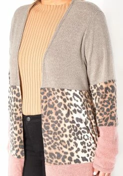 Asoph Plus Size Leopard Color Block Open Front Longline Cardigan -Asoph Sales Shop 2016590 190 4