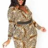 Asoph Plus Size Wild Love Long Sleeve Bodycon Mini Dress
